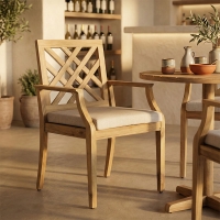 Πολυθρόνα Bolen pakoworld μασίφ ξύλο ακακίας-μπεζ ύφασμα 59x63.2x90εκ