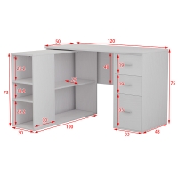 Γραφείο γωνιακό αποσπώμενο Polina pakoworld λευκό 120x100x75εκ Γραφείο γωνιακό αποσπώμενο Polina pakoworld λευκό 120x100x75εκ