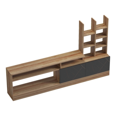 Σύνθετο σαλονιού Seruno pakoworld  oak - μαύρο μαρμάρου 170x25x100εκ Σύνθετο σαλονιού Seruno pakoworld  oak - μαύρο μαρμάρου 170x25x100εκ