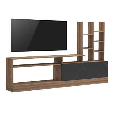 Σύνθετο σαλονιού Seruno pakoworld  oak - μαύρο μαρμάρου 170x25x100εκ Σύνθετο σαλονιού Seruno pakoworld  oak - μαύρο μαρμάρου 170x25x100εκ