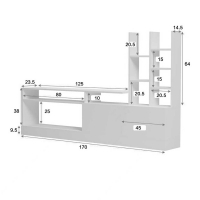 Σύνθετο σαλονιού Seruno pakoworld oak - μαύρο μαρμάρου 170x25x100εκ