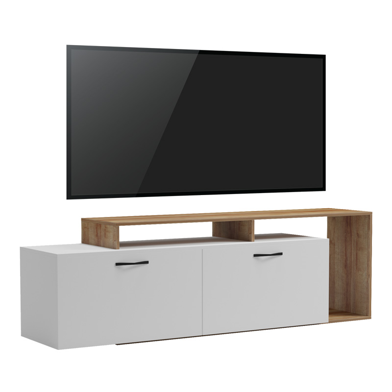 Έπιπλο τηλεόρασης Tobler pakoworld σε oak- λευκή απόχρωση 170x40x53εκ Έπιπλο τηλεόρασης Tobler pakoworld σε oak- λευκή απόχρωση 170x40x53εκ