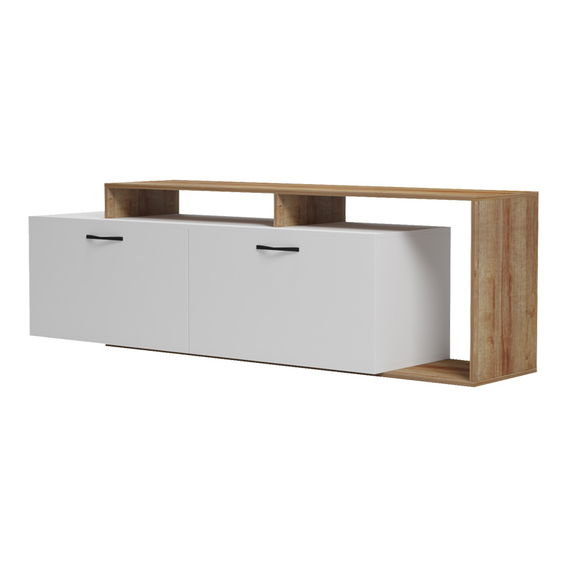 Έπιπλο τηλεόρασης Tobler pakoworld σε oak- λευκή απόχρωση 170x40x53εκ Έπιπλο τηλεόρασης Tobler pakoworld σε oak- λευκή απόχρωση 170x40x53εκ