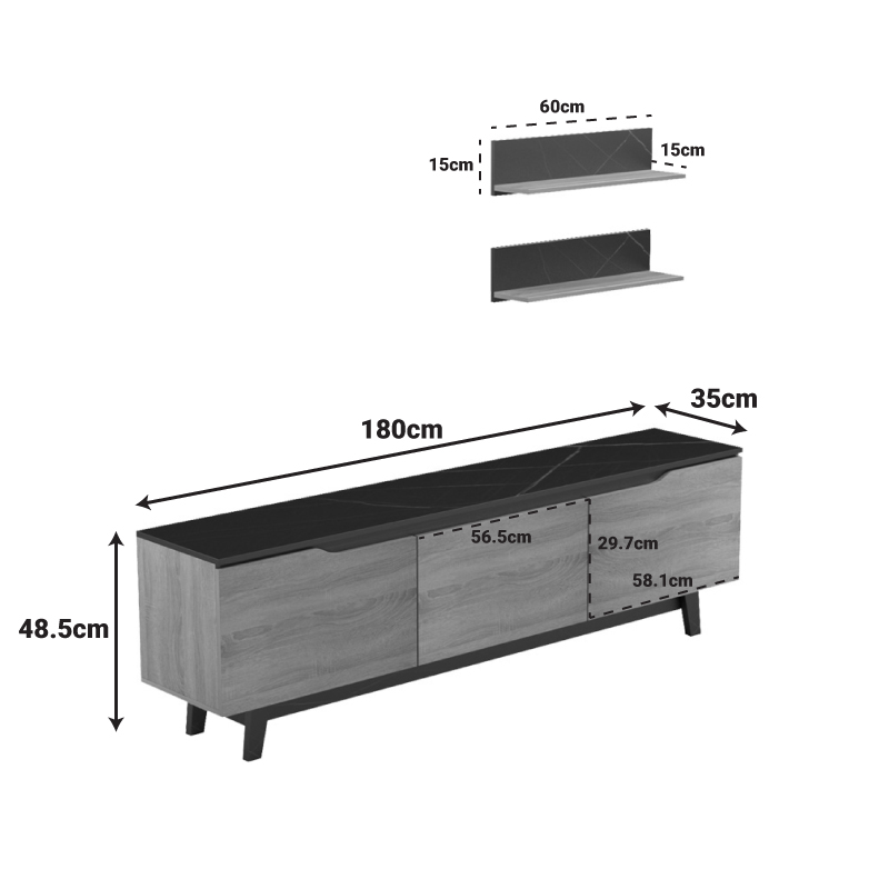 Σύνθετο σαλονιού Kasia pakoworld μπεζ μαρμάρου-sonoma 180x35x48.5εκ Σύνθετο σαλονιού Kasia pakoworld μπεζ μαρμάρου-sonoma 180x35x48.5εκ