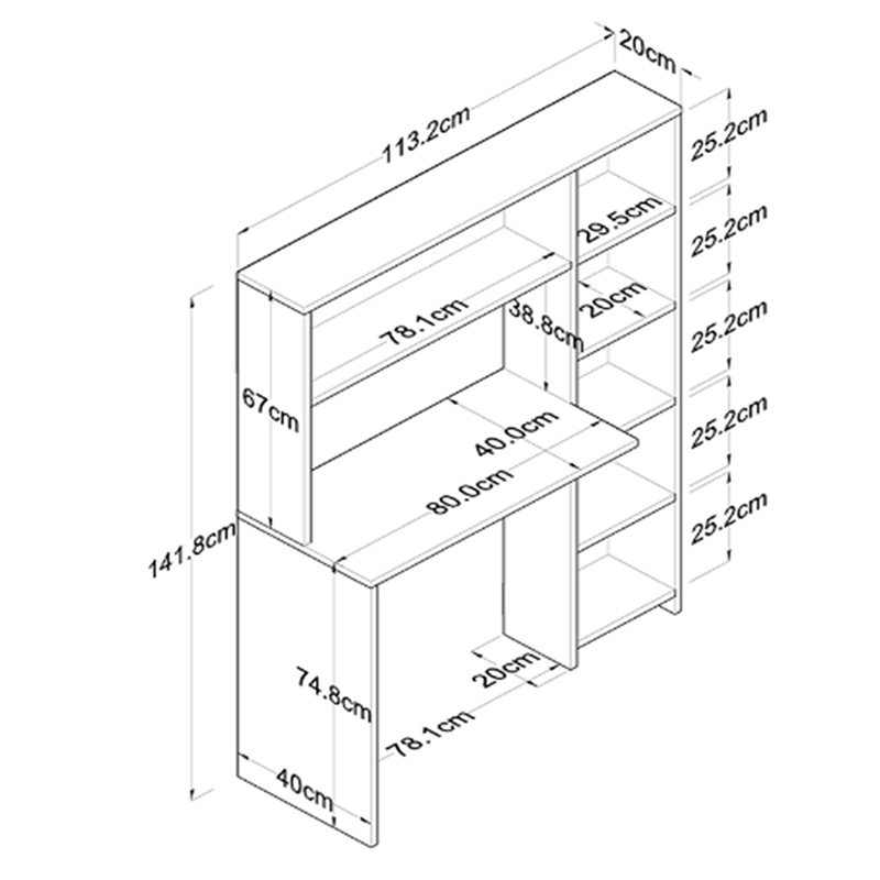 Γραφείο με βιβλιοθήκη Janson pakoworld σε oak απόχρωση 113.2x40x141.8εκ Γραφείο με βιβλιοθήκη Janson pakoworld σε oak απόχρωση 113.2x40x141.8εκ