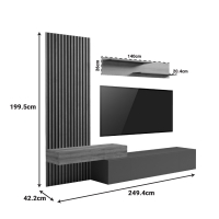 Σύνθετο σαλονιού Litende pakoworld σε λευκή-sonoma απόχρωση 249.4x42.2x199.5εκ