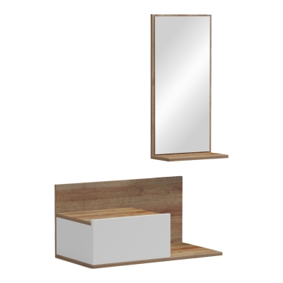 Έπιπλο εισόδου με καθρέπτη Miranda pakoworld σε λευκή-oak απόχρωση 60x30x89.5εκ Έπιπλο εισόδου με καθρέπτη Miranda pakoworld σε λευκή-oak απόχρωση 60x30x89.5εκ