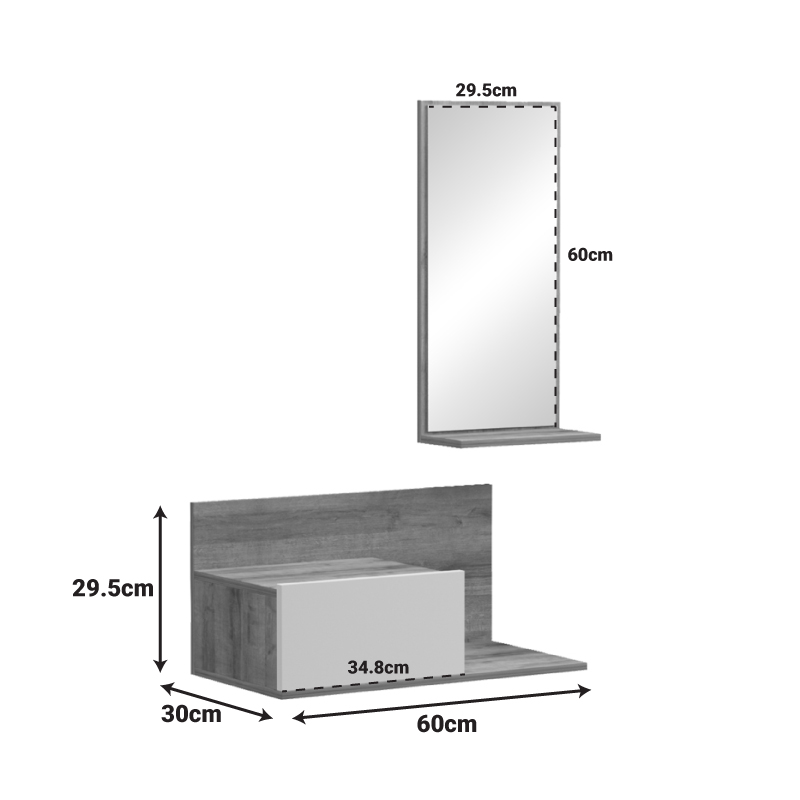 Έπιπλο εισόδου με καθρέπτη Miranda pakoworld σε λευκή-oak απόχρωση 60x30x89.5εκ Έπιπλο εισόδου με καθρέπτη Miranda pakoworld σε λευκή-oak απόχρωση 60x30x89.5εκ