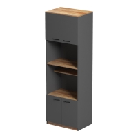 Ντουλάπα κουζίνας Rowan pakoworld σε ανθρακί-oak απόχρωση 60x42x182εκ