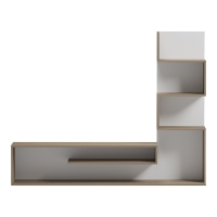 Έπιπλο τηλεόρασης με βιβλιοθήκη Cazenda pakoworld σε sonoma με λευκή απόχρωση 160x29x126εκ