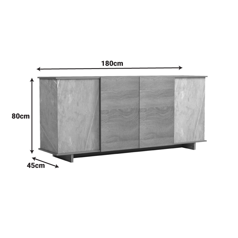 Μπουφές Zafore pakoworld sonoma - γκρι μπεζ όψη μαρμάρου 180x45x80εκ Μπουφές Zafore pakoworld sonoma - γκρι μπεζ όψη μαρμάρου 180x45x80εκ