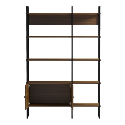 Βιβλιοθήκη Rhombo pakoworld καρυδί-μαύρο 120x35x180εκ