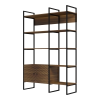 Βιβλιοθήκη Rhombo pakoworld καρυδί-μαύρο 120x35x180εκ