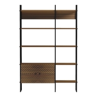 Βιβλιοθήκη Rhombo pakoworld καρυδί-μαύρο 120x35x180εκ