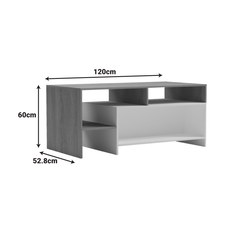 Τραπέζι σαλονιού Consa pakoworld sonoma - λευκό 120x60x52.8εκ Τραπέζι σαλονιού Consa pakoworld sonoma - λευκό 120x60x52.8εκ