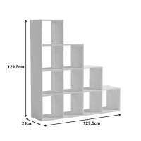 Βιβλιοθήκη Scala pakoworld λευκό 129.5x29x129.5εκ