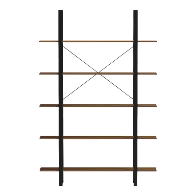 Βιβλιοθήκη-Ραφιέρα Varous pakoworld καρυδί-μαύρο μέταλλο 120x28x180εκ