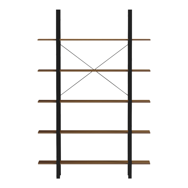 Βιβλιοθήκη-Ραφιέρα Varous pakoworld καρυδί-μαύρο μέταλλο 120x28x180εκ