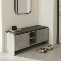 Παπουτσοθήκη-σκαμπό Zulla pakoworld γκρι μπεζ εφε μαρμαρου-μαυρο 110x37x43εκ