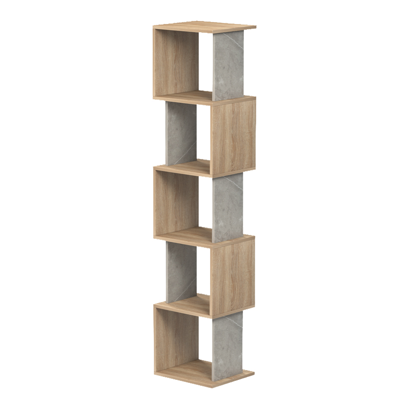 Βιβλιοθήκη Cubik pakoworld sonoma- γκρι μπεζ οψη μαρμάρου 35x30x161εκ