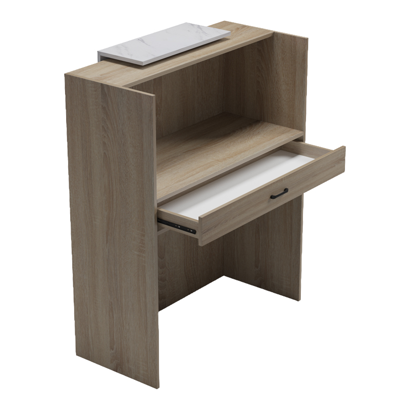 Γραφείο reception Zowel pakoworld με led sonoma-λευκή όψη μαρμάρου 90x40x110εκ