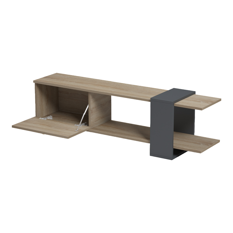 Έπιπλο τηλεόρασης Standi pakoworld σε sonoma-ανθρακί 120x25x36.8εκ Έπιπλο τηλεόρασης Standi pakoworld σε sonoma-ανθρακί 120x25x36.8εκ
