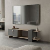 Έπιπλο τηλεόρασης Standi pakoworld σε sonoma-ανθρακί 120x25x36.8εκ Έπιπλο τηλεόρασης Standi pakoworld σε sonoma-ανθρακί 120x25x36.8εκ