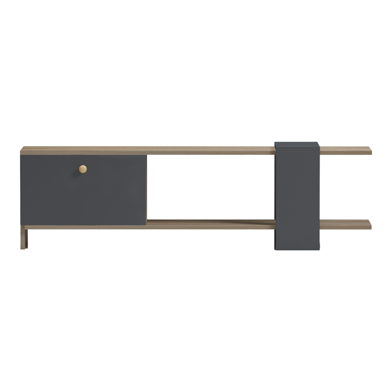 Έπιπλο τηλεόρασης Standi pakoworld σε sonoma-ανθρακί 120x25x36.8εκ Έπιπλο τηλεόρασης Standi pakoworld σε sonoma-ανθρακί 120x25x36.8εκ