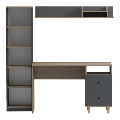 Σύνθεση γραφείου Kontor pakoworld sonoma-ανθρακί 120x50x160εκ