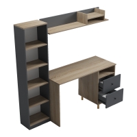Σύνθεση γραφείου Kontor pakoworld sonoma-ανθρακί 120x50x160εκ