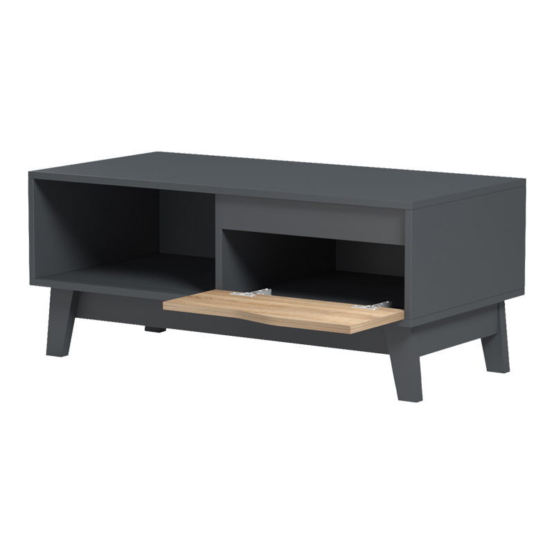 Τραπέζι σαλονιού Judas pakoworld ανθρακί-sonoma 90x45x38.5εκ