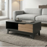 Τραπέζι σαλονιού Judas pakoworld ανθρακί-sonoma 90x45x38.5εκ