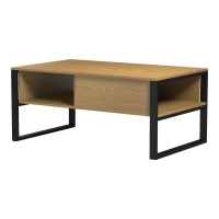 Τραπέζι σαλονιού Bendon pakoworld ανοιχτό καρυδί - μαύρο μέταλλο 100x60x44.5εκ