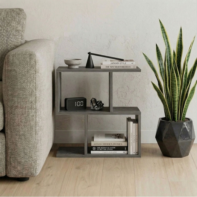 Βοηθητικό τραπέζι-βιβλιοθήκη Wesmol pakoworld ανθρακί όψη μαρμάρου 50x20x50εκ Βοηθητικό τραπέζι-βιβλιοθήκη Wesmol pakoworld ανθρακί όψη μαρμάρου 50x20x50εκ