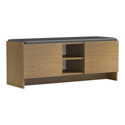 Έπιπλο εισόδου σκαμπό-παπουτσοθήκη Zulla pakoworld 10 ζεύγων ανοιχτό καρυδί 110x37x43εκ