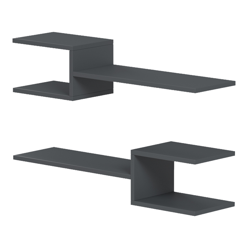 Ραφιέρα τοίχου Sumpa pakoworld 2τεμ ανθρακί 65x20x18εκ