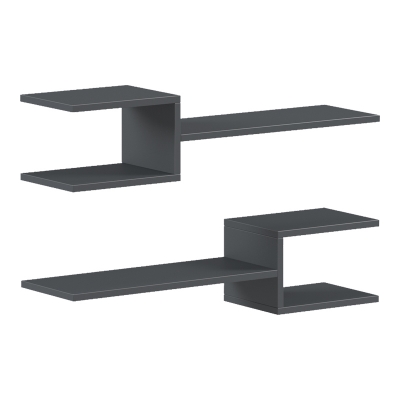 Ραφιέρα τοίχου Sumpa pakoworld 2τεμ ανθρακί 65x20x18εκ