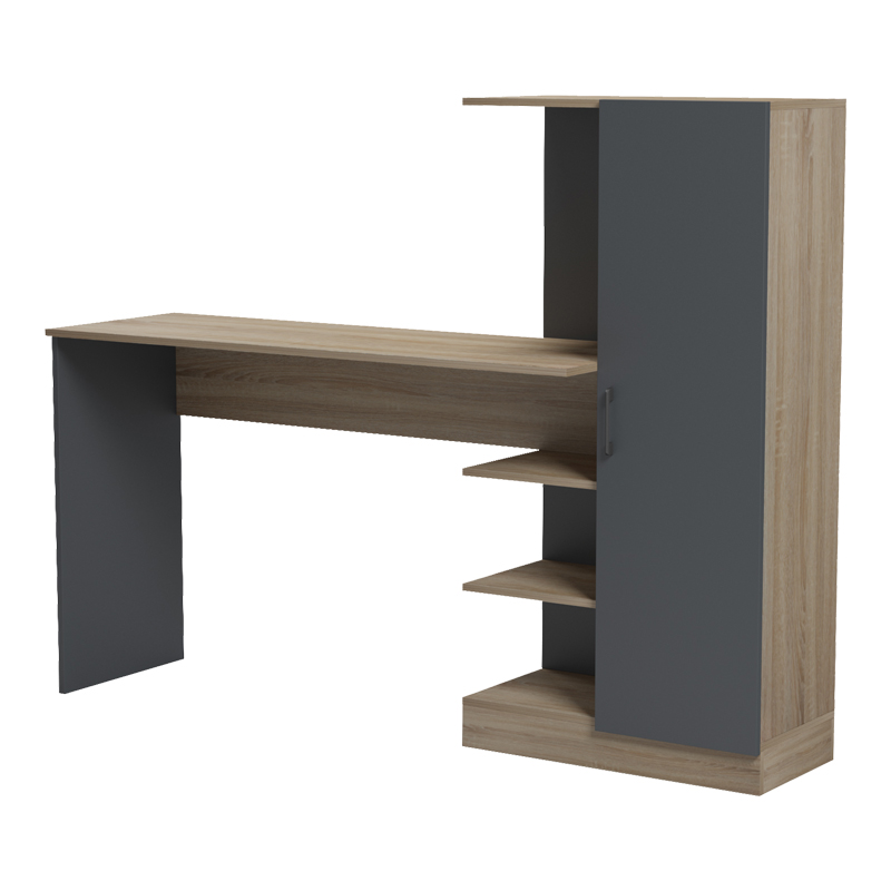 Γραφείο με βιβλιοθήκη και ντουλάπι Ofisio pakoworld sonoma-ανθρακί 152.3x40x120εκ Γραφείο με βιβλιοθήκη και ντουλάπι Ofisio pakoworld sonoma-ανθρακί 152.3x40x120εκ