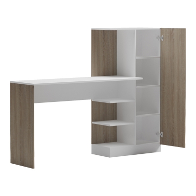 Γραφείο με βιβλιοθήκη και ντουλάπι Ofisio pakoworld sonoma-λευκό 152.3x40x120εκ Γραφείο με βιβλιοθήκη και ντουλάπι Ofisio pakoworld sonoma-λευκό 152.3x40x120εκ