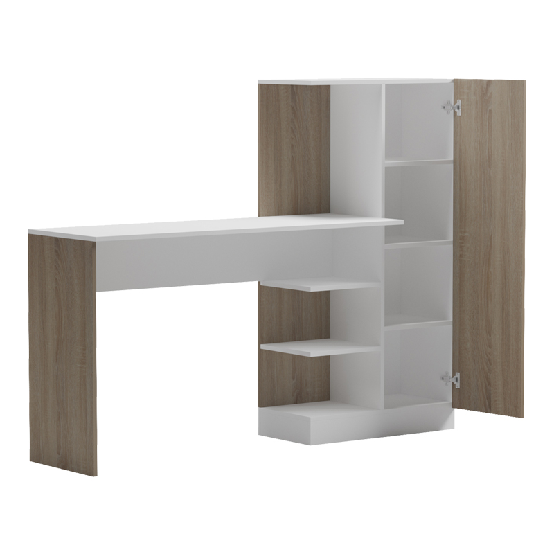 Γραφείο με βιβλιοθήκη και ντουλάπι Ofisio pakoworld sonoma-λευκό 152.3x40x120εκ Γραφείο με βιβλιοθήκη και ντουλάπι Ofisio pakoworld sonoma-λευκό 152.3x40x120εκ