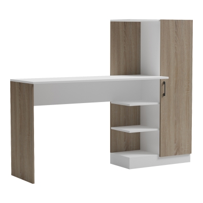 Γραφείο με βιβλιοθήκη και ντουλάπι Ofisio pakoworld sonoma-λευκό 152.3x40x120εκ