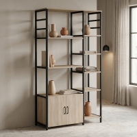 Επιδαπέδια ραφιέρα Ranea pakoworld sonoma-μαύρο 85x32x150εκ Επιδαπέδια ραφιέρα Ranea pakoworld sonoma-μαύρο 85x32x150εκ