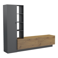 Σύνθετο σαλονιού Tilveo pakoworld oak-ανθρακί 230x41.5x180εκ Σύνθετο σαλονιού Tilveo pakoworld oak-ανθρακί 230x41.5x180εκ