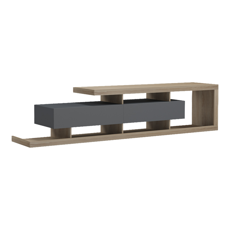 Έπιπλο τηλεόρασης Arbero pakoworld ανθρακί-sonoma 198x40x45εκ Έπιπλο τηλεόρασης Arbero pakoworld ανθρακί-sonoma 198x40x45εκ