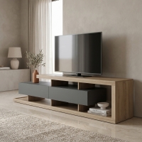 Έπιπλο τηλεόρασης Arbero pakoworld ανθρακί-sonoma 198x40x45εκ Έπιπλο τηλεόρασης Arbero pakoworld ανθρακί-sonoma 198x40x45εκ