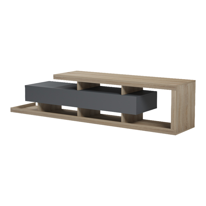 Έπιπλο τηλεόρασης Arbero pakoworld ανθρακί-sonoma 198x40x45εκ Έπιπλο τηλεόρασης Arbero pakoworld ανθρακί-sonoma 198x40x45εκ
