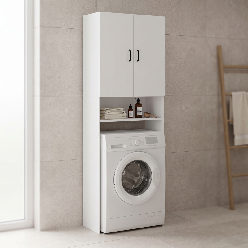 Έπιπλο πλυντηρίου Tzelio pakoworld λευκό 65x30x180εκ Έπιπλο πλυντηρίου Tzelio pakoworld λευκό 65x30x180εκ