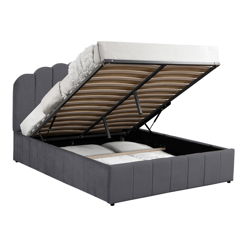 Κρεβάτι Tatiana pakoworld ύφασμα ανθρακί με αποθηκευτικό χώρο 120x200εκ