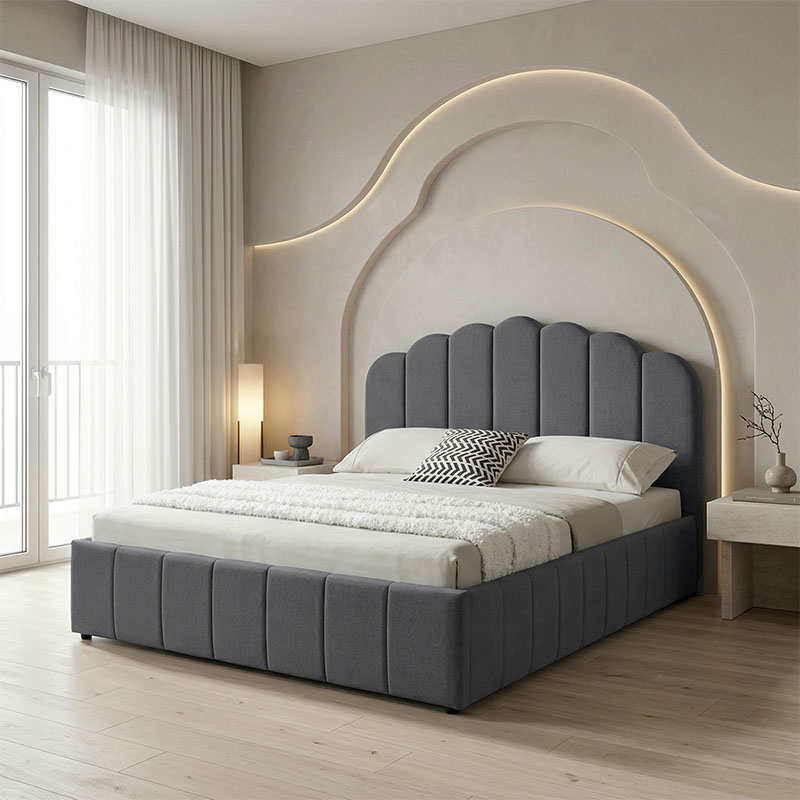 Κρεβάτι Tatiana pakoworld ύφασμα ανθρακί με αποθηκευτικό χώρο 120x200εκ