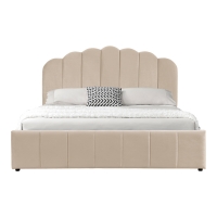 Κρεβάτι Tatiana pakoworld βελούδο μπεζ με αποθηκευτικό χώρο 160x200εκ